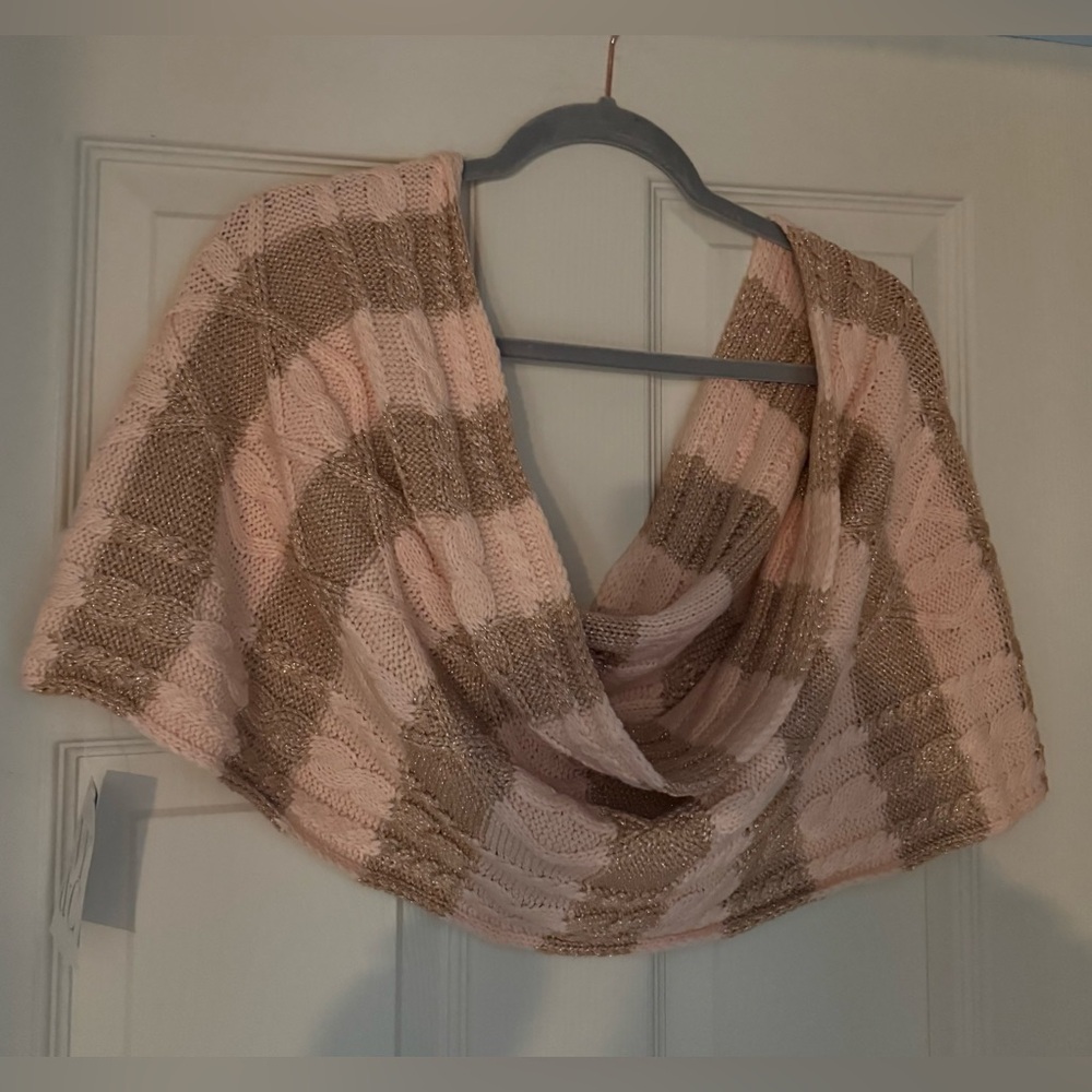 New York & Company Peach and Gold Striped Infinity Scarf / NWT